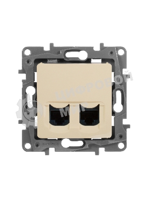 Двойная розетка RJ 45 - категория 5е - UTP - Etika - слоновая кость