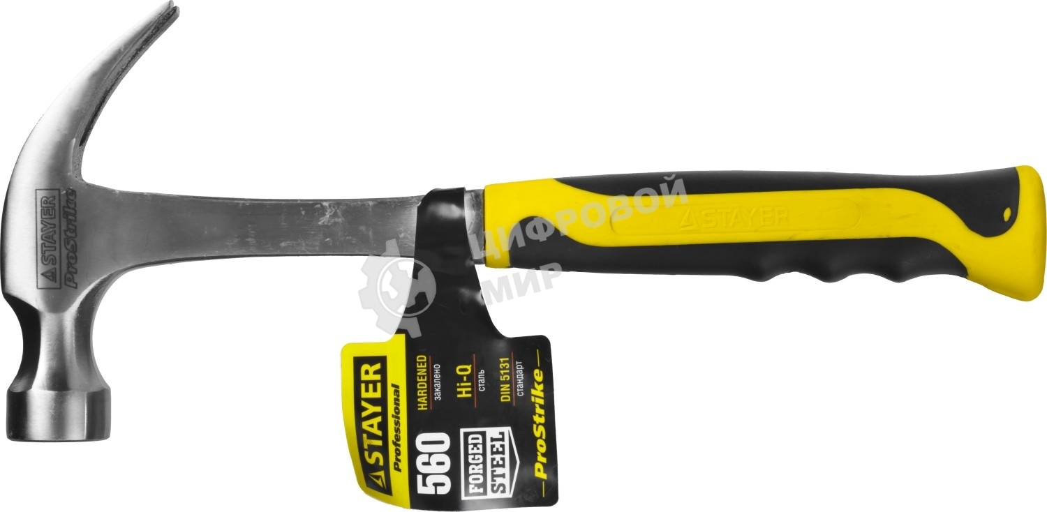 Молоток-гвоздодер STAYER STRIKE 2025-560 560 г цельнометаллический столярный