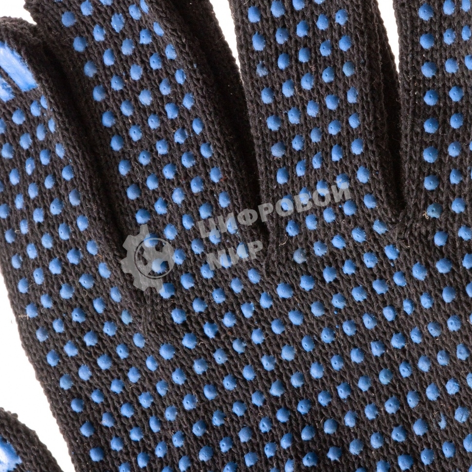 Перчатки трикотажные, с ПВХ точкой, 10 класс, черные Россия