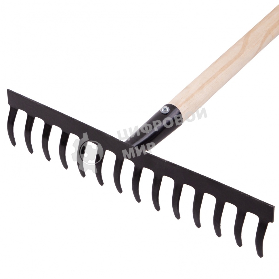 Грабли Сибртех стальные, 360х1300 мм, 14 прямых зубьев, деревянный черенок
