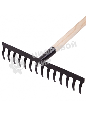 Грабли Сибртех стальные, 360х1300 мм, 14 прямых зубьев, деревянный черенок