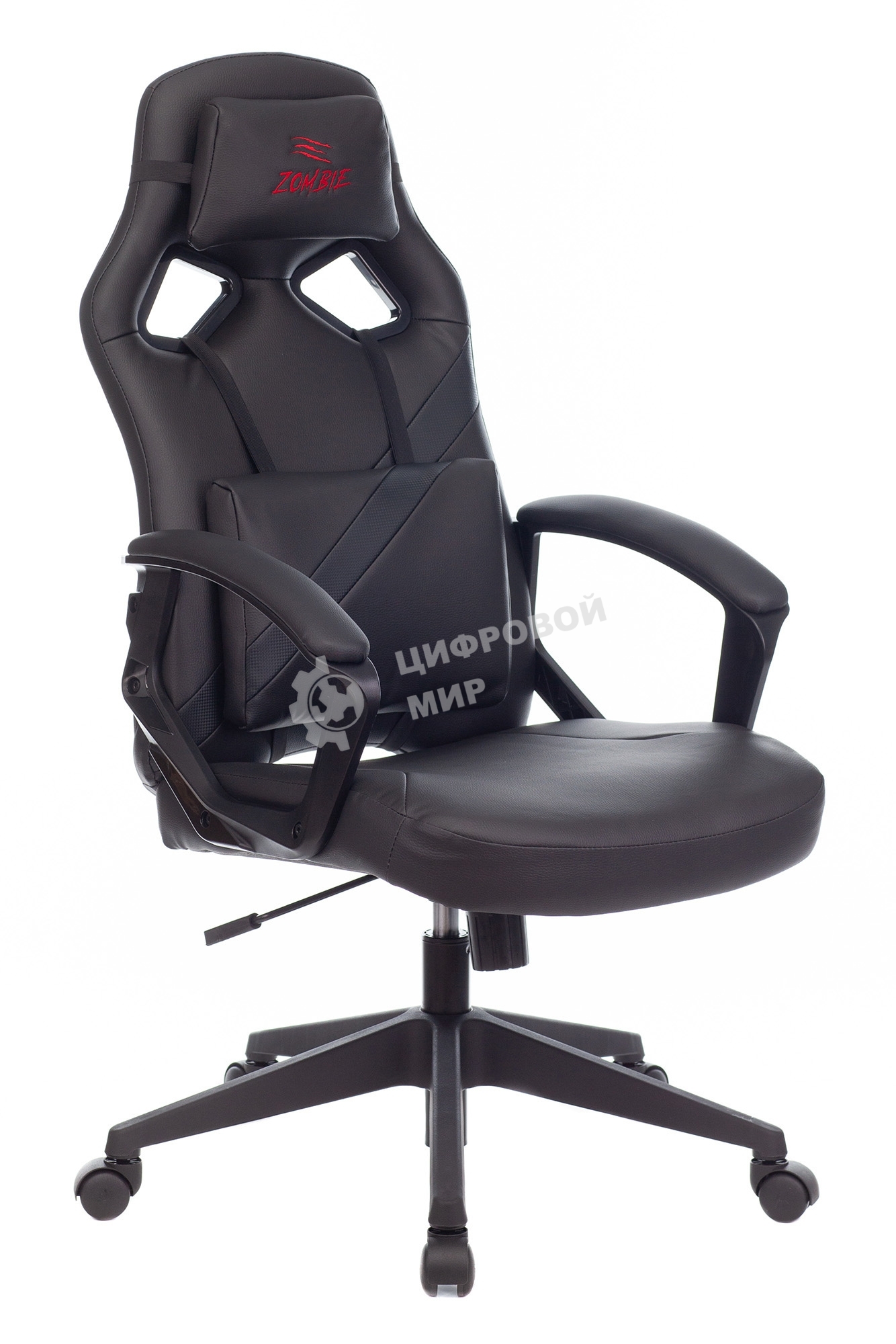 Кресло игровое Zombie DRIVER черный, эко.кожа, с подголов. крестовина пластик
