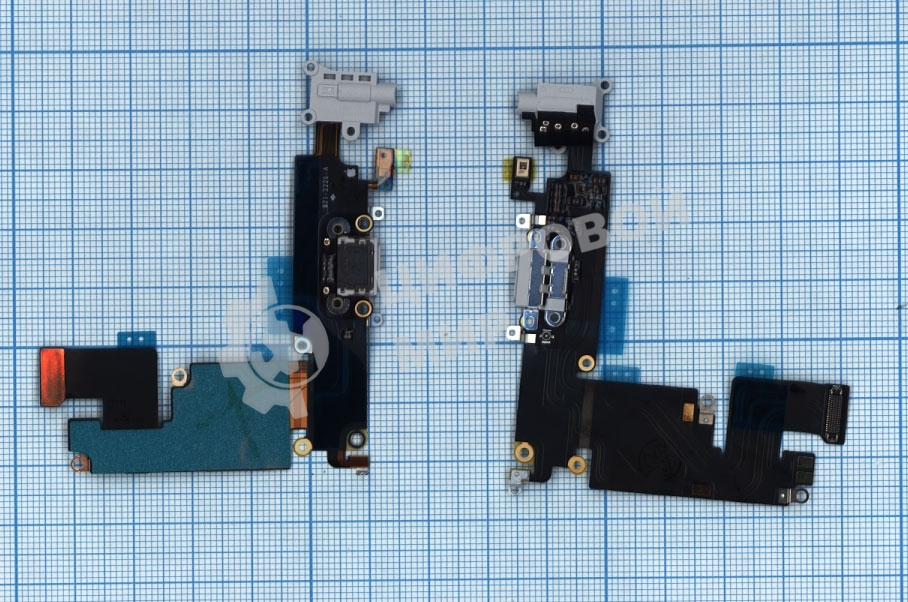 Шлейф разъема питания с аудио-разъемом для iPhone 6 Plus серый