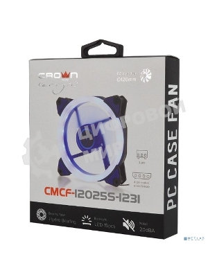 Вентилятор для корпуса Crown CMCF-12025S-1231 черный/синий, 120 мм, 1650 об/мин, 23 дБ, 3 pin