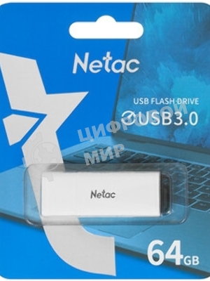 Флешка USB Netac U185 (NT03U185N-064G-32WH), 64Gb, USB 3.0, R/W 100/25, белый/серый
