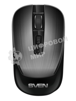 Мышь беспроводная SVEN RX-380W серый металлик, 1600 dpi, радиоканал, USB, кнопки - 4