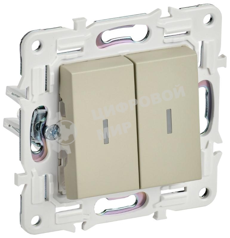 Выключатель проходной 2-кл. IEK SKANDY 10А SK-V10B с индикацией бежевый SK-V22-1-10-K10