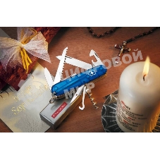 Нож перочинный Victorinox Huntsman (1.3713.T2) 91мм 15функций синий полупрозрачный карт.коробка