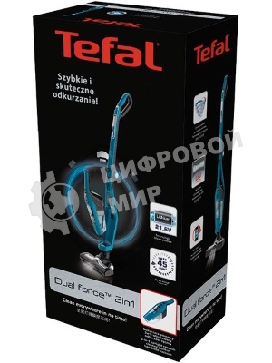 Вертикальный пылесос Tefal TY6751WO 750Вт голубой/черный