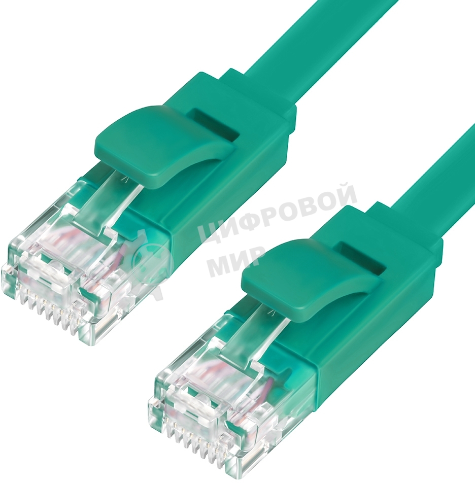 Патч-корд Greenconnect плоский прямой PROF15.0m UTP медь, cat.6, зеленый, позолоченные контакты, 30 AWG, Premium ethernet high speed 10 Гбит/с, RJ45, T568B (GCR-LNC625-15.0m)