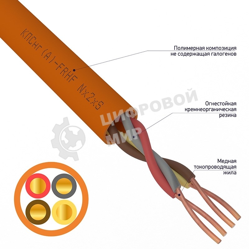 Кабель огнестойкий Rexant КПСнг(А)-FRHF 2x2x0,50 мм², бухта 200 м