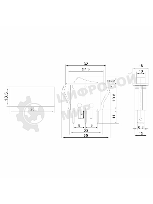 Выключатель клавишный Rexant 250V 15А (3с) ON-OFF красный с подсветкой