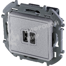 Зарядное устройство INSPIRIA с двумя USB-разьемами A-C 240В/5В 3000мА Алюминий