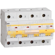 Выключатель автоматический модульный 4п C 80А 10кА ВА47-100 IEK MVA40-4-080-C