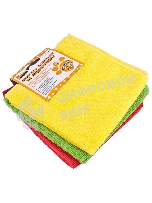 Набор из 3-х салфеток из микрофибры Рыжий кот MFS-02/3, размер: 30x30 см