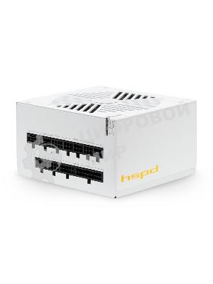 Блок питания HSPD, 850W 80 PLUS Gold (ATX, 3.1, PCIe 5.1, Full modular, 1x24(20+4)pin mesh 550мм, 2xCPU 8(4+4)pin 700мм, 2xPCIe*2 8(6+2)pin 600+150мм, 1x12VHPWR PCIe 5.1 12+4pin 600W 600мм, 3xSATA*3 450+150+150мм, 1xMOLEX4pin*3 450+150+150мм, Active, 120x120мм, 150x140x86мм, APFC, OVP, UVP, SCP, OCP, OTP, OPP, NLO, SIP, белый)