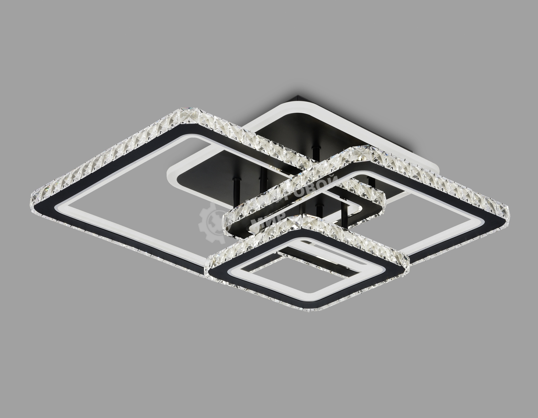 Управляемый светодиодный светильник Ambrella light FA1733/3 BK/CH черный/хром 145W 3000K/4200K/6400K 670*510*150 (ПДУ РАДИО 2.4G)