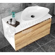 Тумба с раковиной и выпуском (Тумба Bau Dream Blackwood 80, умывальник BAU Triangle 59х39, выпуск клик клак, черный)