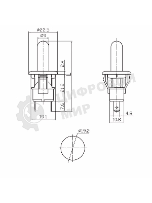 Выключатель-кнопка Rexant 250V 2.5А (2с) ON-(OFF) Б/Фикс белый (мебельная)