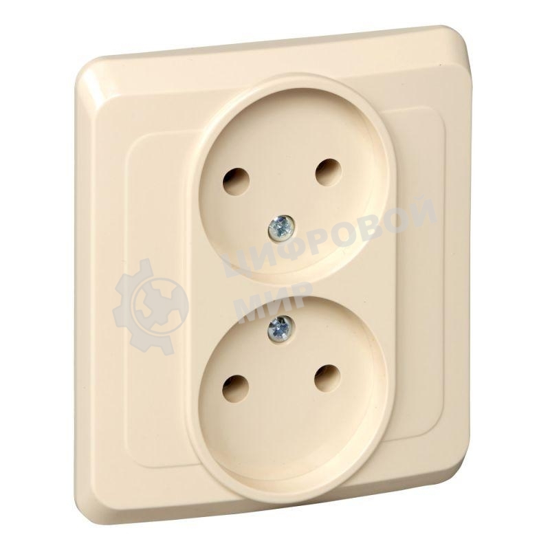 Розетка 2-м СП Этюд 16А IP20 без заземл. крем. SchE PC16-005K