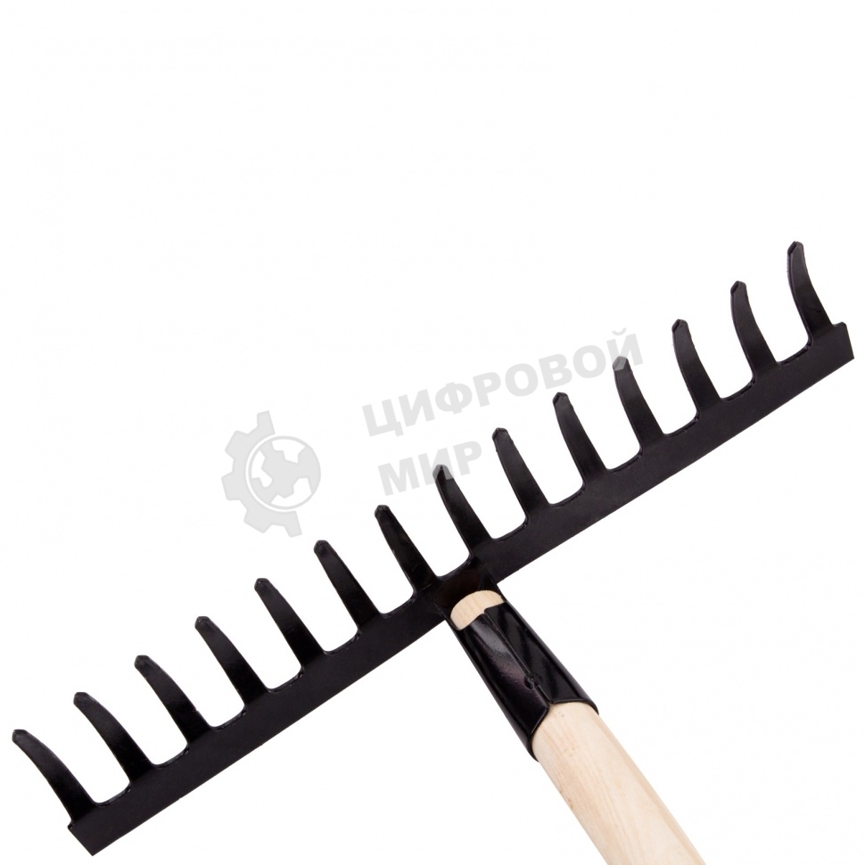 Грабли Сибртех стальные, 360х1300 мм, 14 прямых зубьев, деревянный черенок