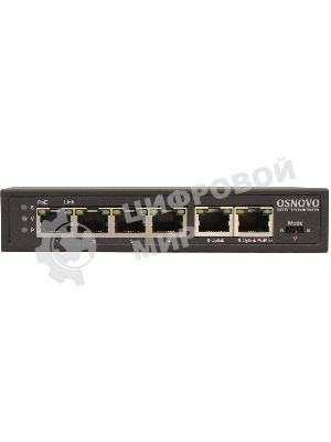 Коммутатор Osnovo SW-20600/D удлинитель FE на 6 портов с питанием по PoE, 4 *10/100 Base-T PoE, 1 *10/100 Base-T Uplink с поддержкой питания по PoE (до 90W), 1 *10/100 Base-T Uplink, PoE на порт - до 30W, суммарно до до 87W