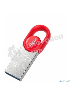 Флешка USB Netac UM2 (NT03UM2N-128G-32RE), 128Gb, USB 3.0, R/W 130/50, серебристый/красный