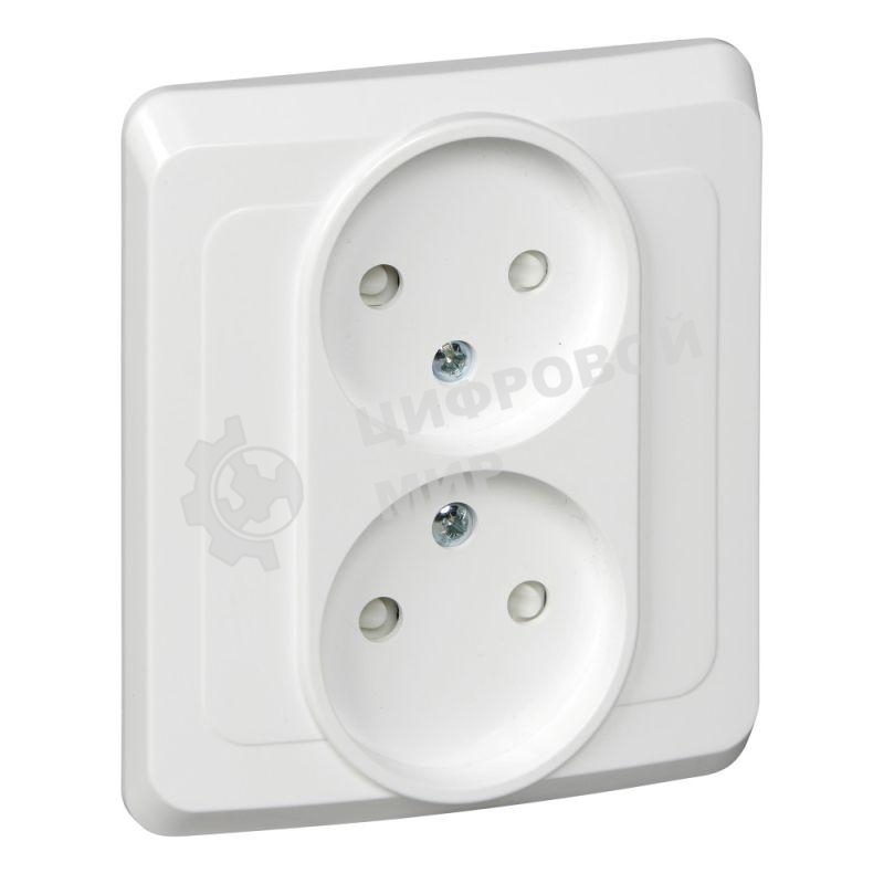 Розетка 2-м СП Этюд 16А IP20 защ. шторки без заземл. бел. SchE PC16-006B