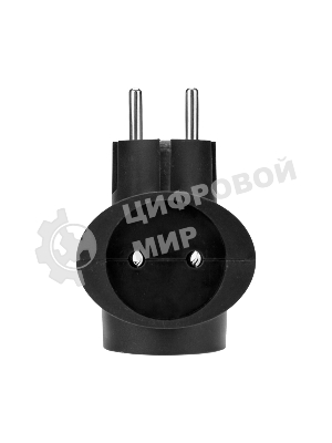 Тройник электрический Rexant универсальный 16 А одно гнездо с заземлением черный