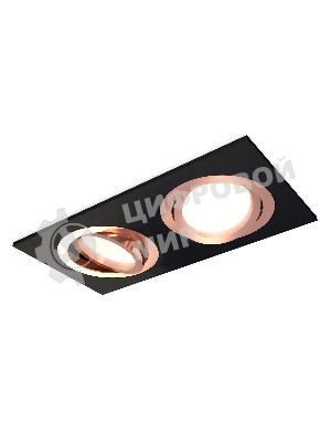 Комплект встраиваемого поворотного светильника Ambrella light XC7636084 SBK/PPG черный песок/золото розовое полированное MR16 GU5.3 (C7636, N7005)