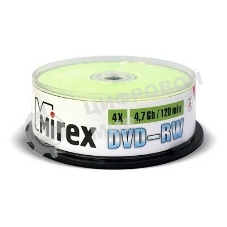 Диск DVD-RW Mirex 4.7 Gb, 4x, Cake Box (50), (50/300)