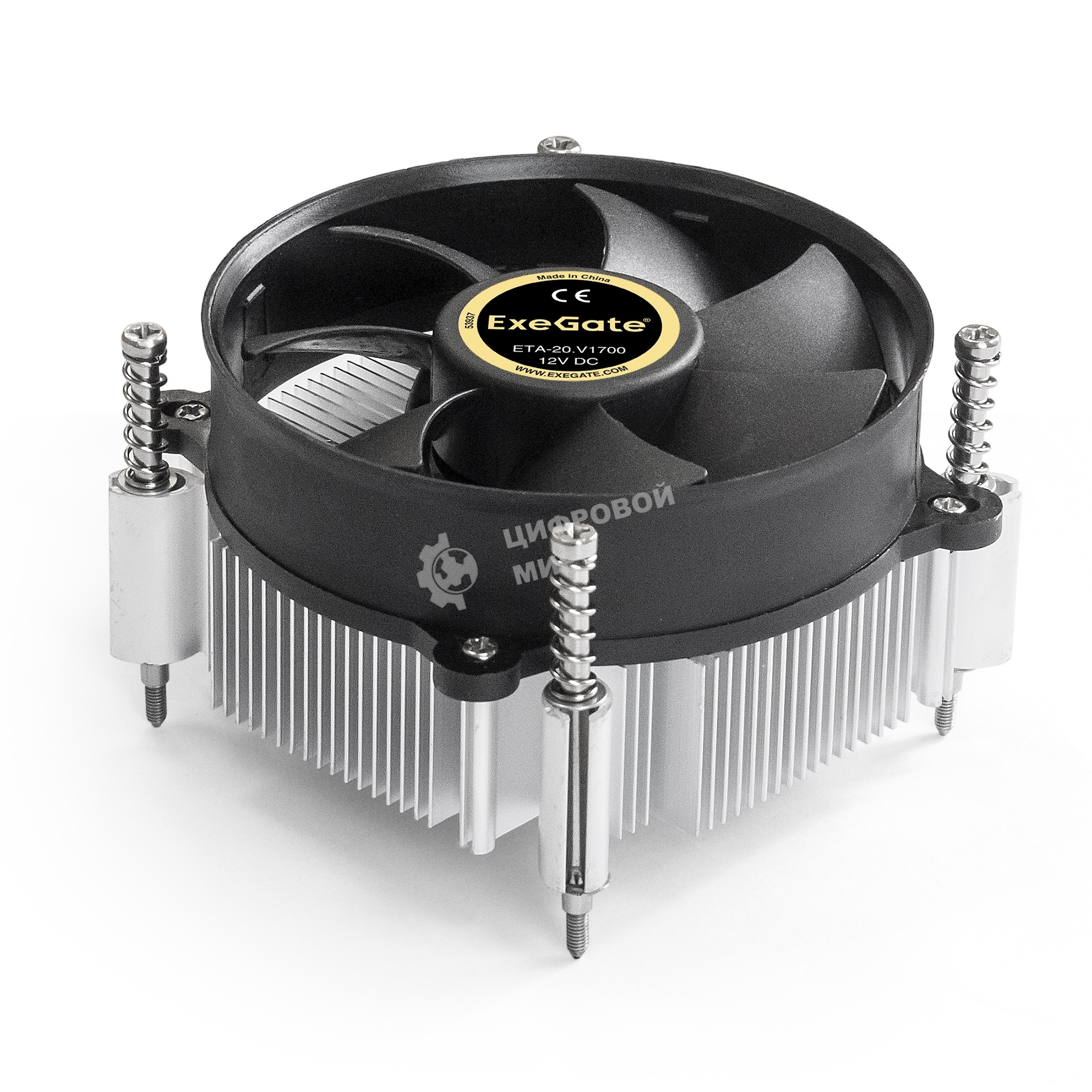 Кулер для процессора ExeGate ETA-20.V1700 серебристый, 90 мм, алюминий, 2200 об/мин, 22 дБ, 3 pin, 90 Вт, 60 мм