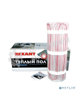 Теплый пол (нагревательный мат) Rexant Classic RNX-12,0-1800 (площадь 12,0 м2 (0,5 х 24,0 м)), 1800 Вт, двухжильный с экраном