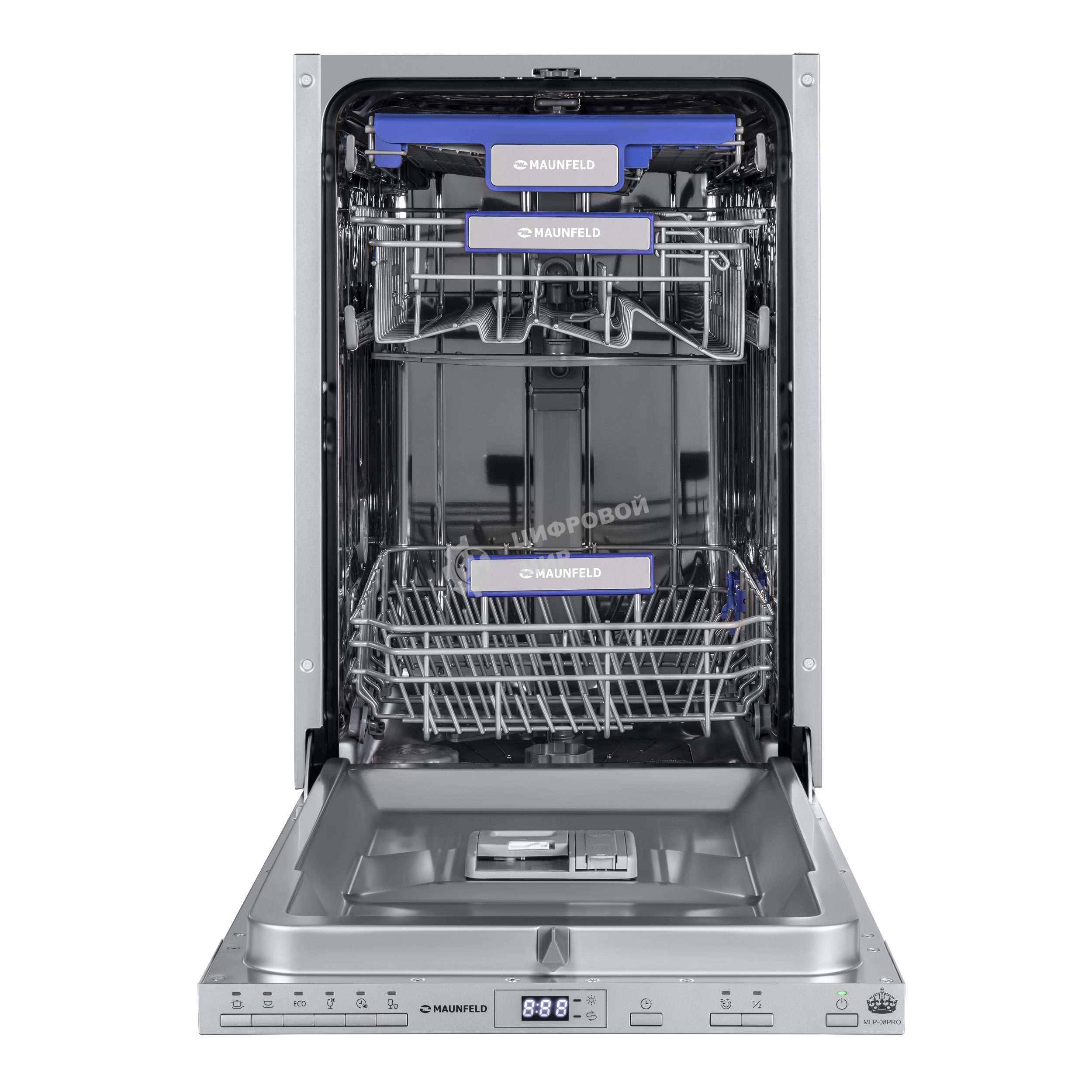 Встраиваемая посудомоечная машина Maunfeld MLP-08PRO, серебристый, 44.8 см, 10 компл., 47 дБ, класс A++
