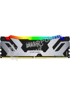 Оперативная память Kingston Fury Renegade, DDR5, 16Gb (1x16Gb), 6400MHz, CL32, DIMM, с радиатором, RGB, серебристый/черный