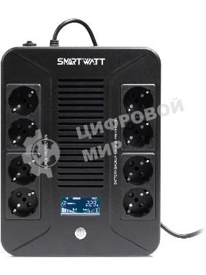 Источник бесперебойного питания SMARTWATT UPS SAFE PRO LCD 600 Line-interactive 600VA/360W Brick (Euro x8, USB, RJ11/RJ45 protection, LCD, 275x210x9