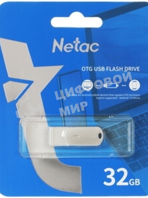Флешка USB Netac U785 (NT03U785C-032G-30PN), 32Gb, USB 3.0/TypeC, R/W 110/45, серебристый