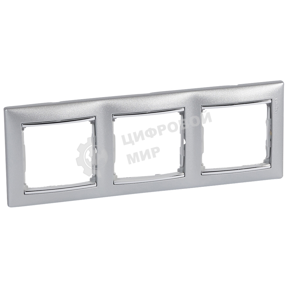 Рамка 3-м Valena горизонт. алюм./сереб. Leg 770353