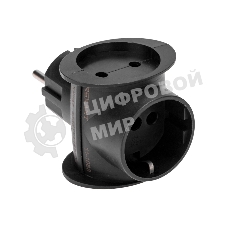 Тройник электрический Rexant универсальный 16 А одно гнездо с заземлением черный