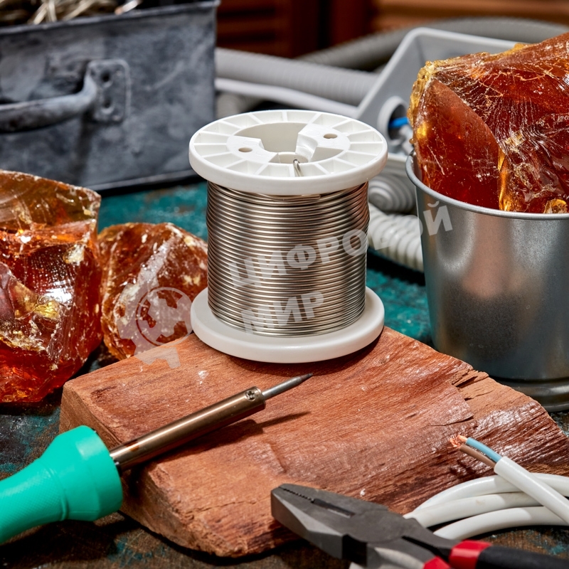 Припой Rexant ПОМ-3, 500г, Ø2мм, (олово 97%, медь 3%), бессвинцовый, ГОСТ 21931-76, катушка