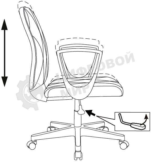 Кресло компьютерное Бюрократ CH-W327 слоновая кость OR-10, эко.кожа, крестов. пластик, пластик белый