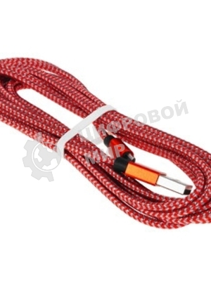 Кабель PERFEO USB2.0 A вилка - Micro USB вилка, красно-белый, 3 м (U4804)