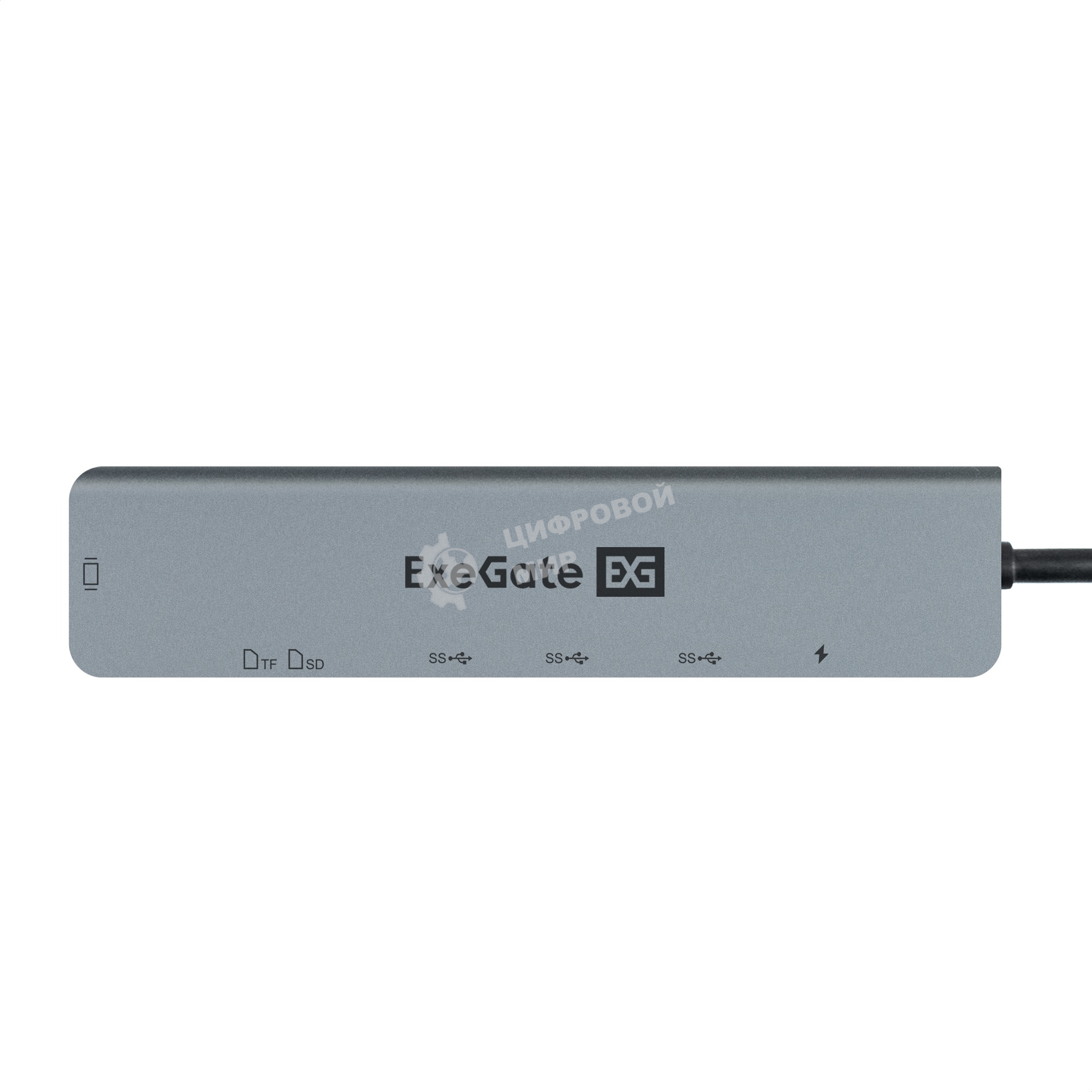 USB-концентратор ExeGate EX293983RUS DUB-21C/PD/CR/H (кабель-адаптер USB Type-C --> 2xUSB3.0 + Card Reader + PD 100W + HDMI 4K@60Hz, Plug&Play, серый)