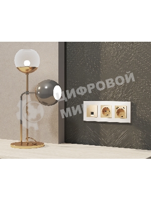 Комплект механизма компьютерной розетки ALFA Шампань RJ-45(8P8C) CAT6 с шторкой QUANT (AP6120, VM188) MA612010
