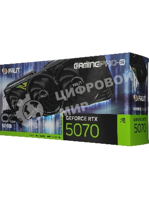 Видеокарта Palit GeForce RTX 5070 GAMINGPRO-S OC, 12 GB GDDR7, 192 bit, 3xDisplayPort, HDMI, GPU 2325 MHz
