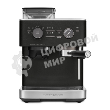 Полуавтоматическая кофемашина KitchenAid 5KES6551EBK, давление 15 бар, 15 уровней помола, объем резервуара для воды 2.5 л, автоматический капучинатор, одновременное приготовление двух чашек, индикатор наличия зерен, индикация уровня воды, черный чугун