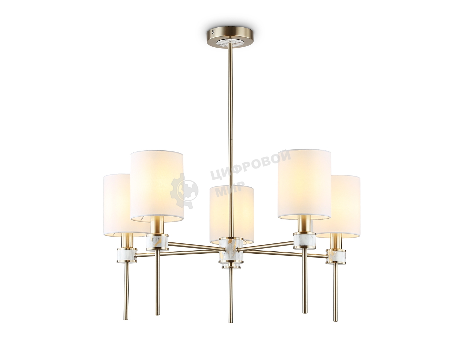 Люстра Ambrella light LH72371/5 DBS/WH темная латунь/белый E14/5 max 40W D680*720