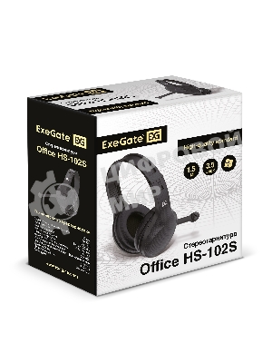 Гарнитура ExeGate Office HS-102S чёрный, проводная, 3.5 мм, накладные, регулятор громкости