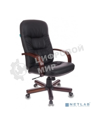 Кресло Бюрократ T-9908/WALNUT черный, кожа