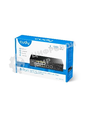 Коммутатор Cudy GS1010PS2, 8×1 Гбит/с, 2×1 Гбит/с Combo (RJ-45/SFP), 2×1 Гбит/с SFP